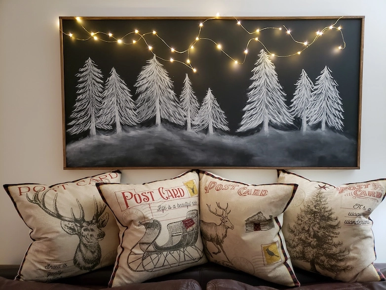 Chalkboard with Christmas trees