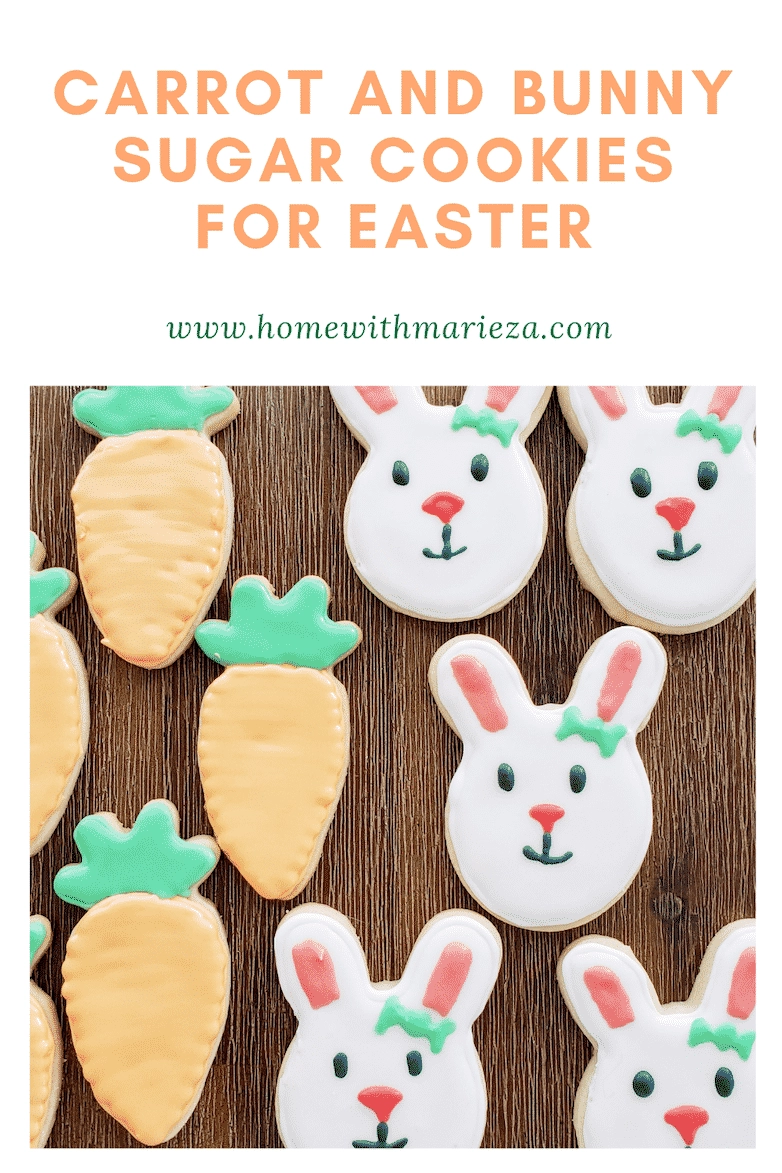 Pinterest pin of carrot and bunny sugar cookies