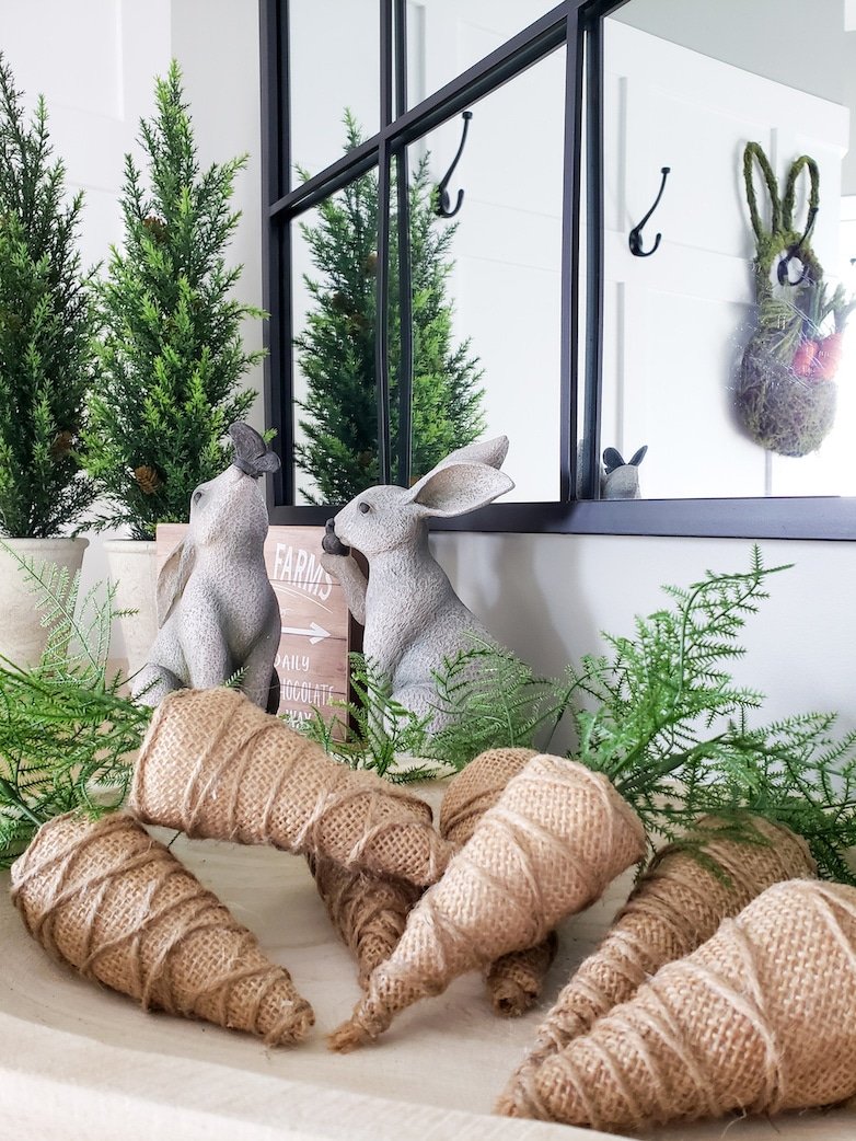An easy Easter craft, burlap carrots