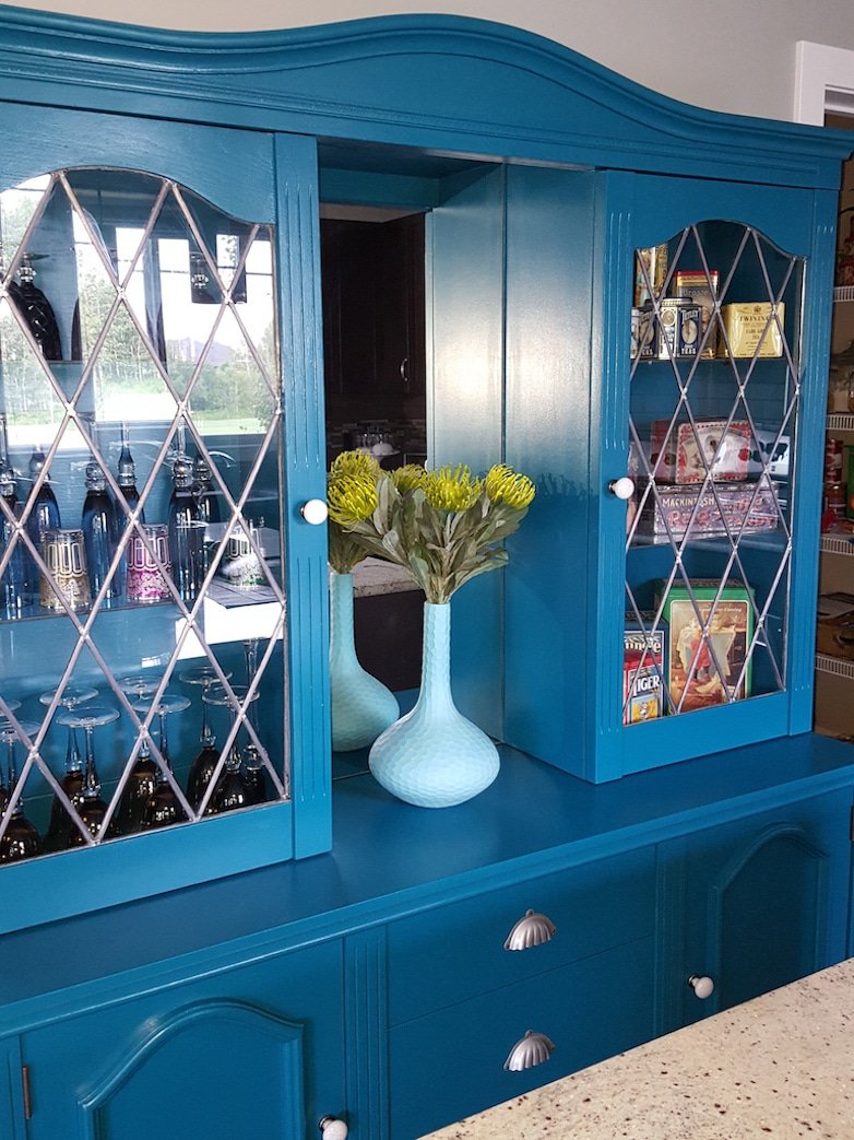 Blue painted hutch