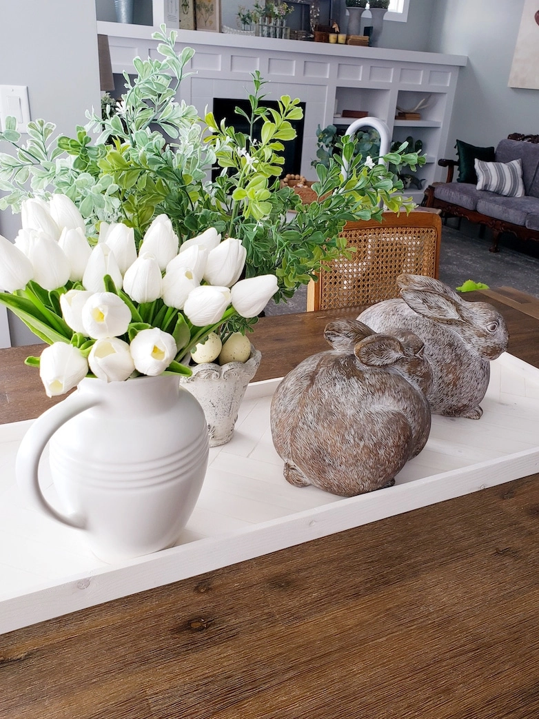 Tulips and bunnies as spring decor