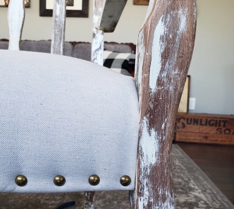 Chair makeover with upholstery tacks