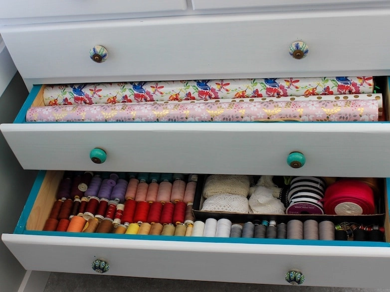 Storage for everything from sewing supplies to wrapping pape