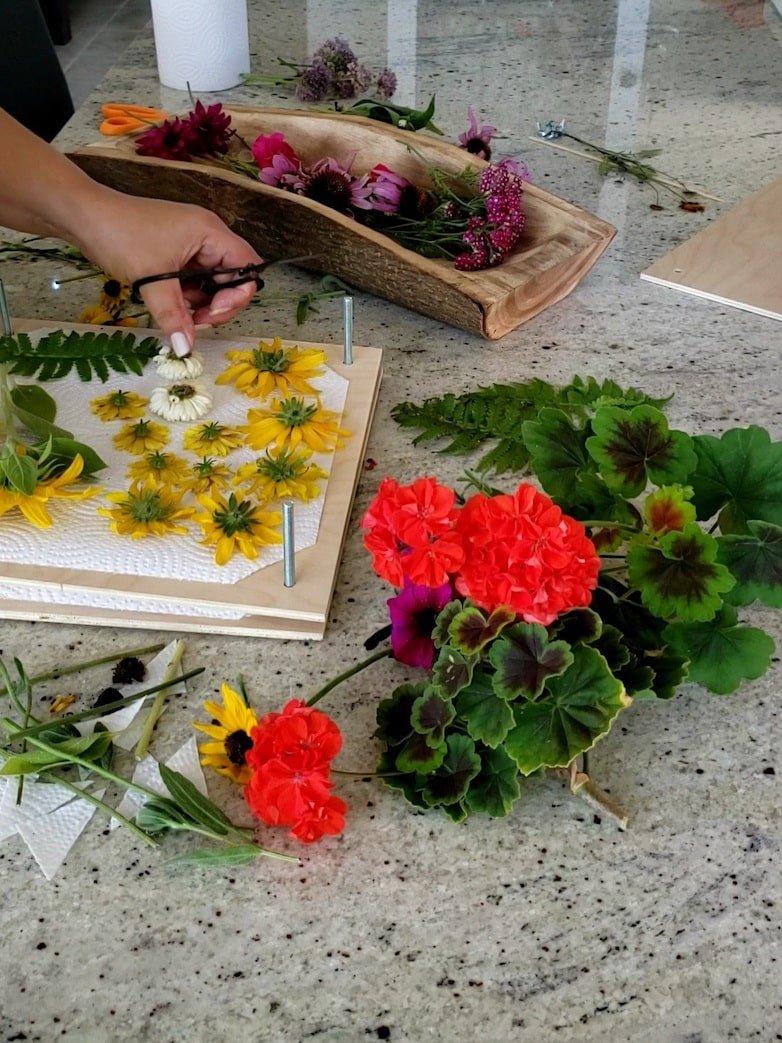 DIY flower press with flowers
