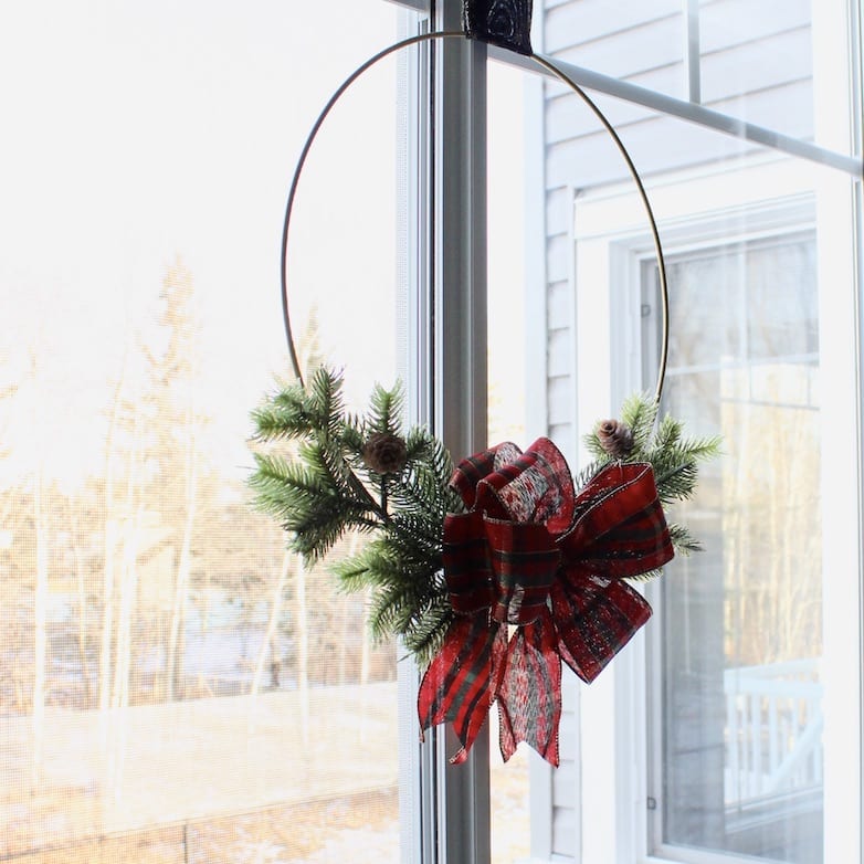 Christmas wreath in a kitchen window