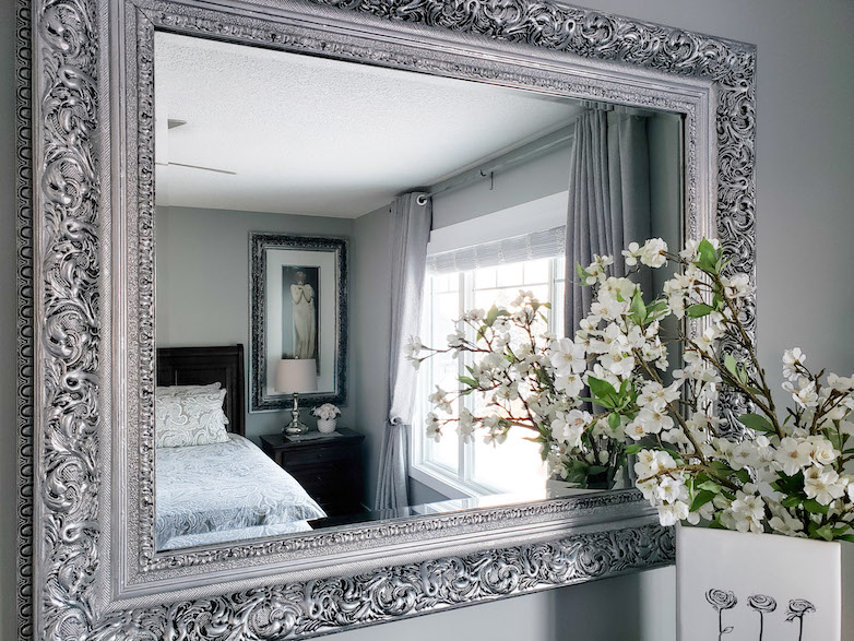 mirror with silver frame