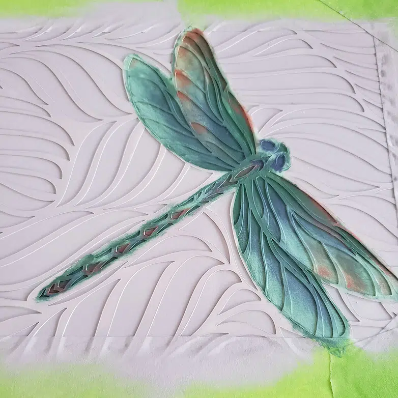 Stencilling a dragonfly 