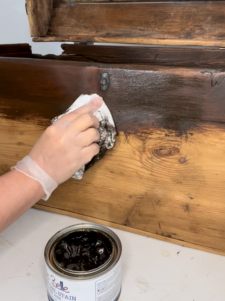 Wiping off excess wood stain