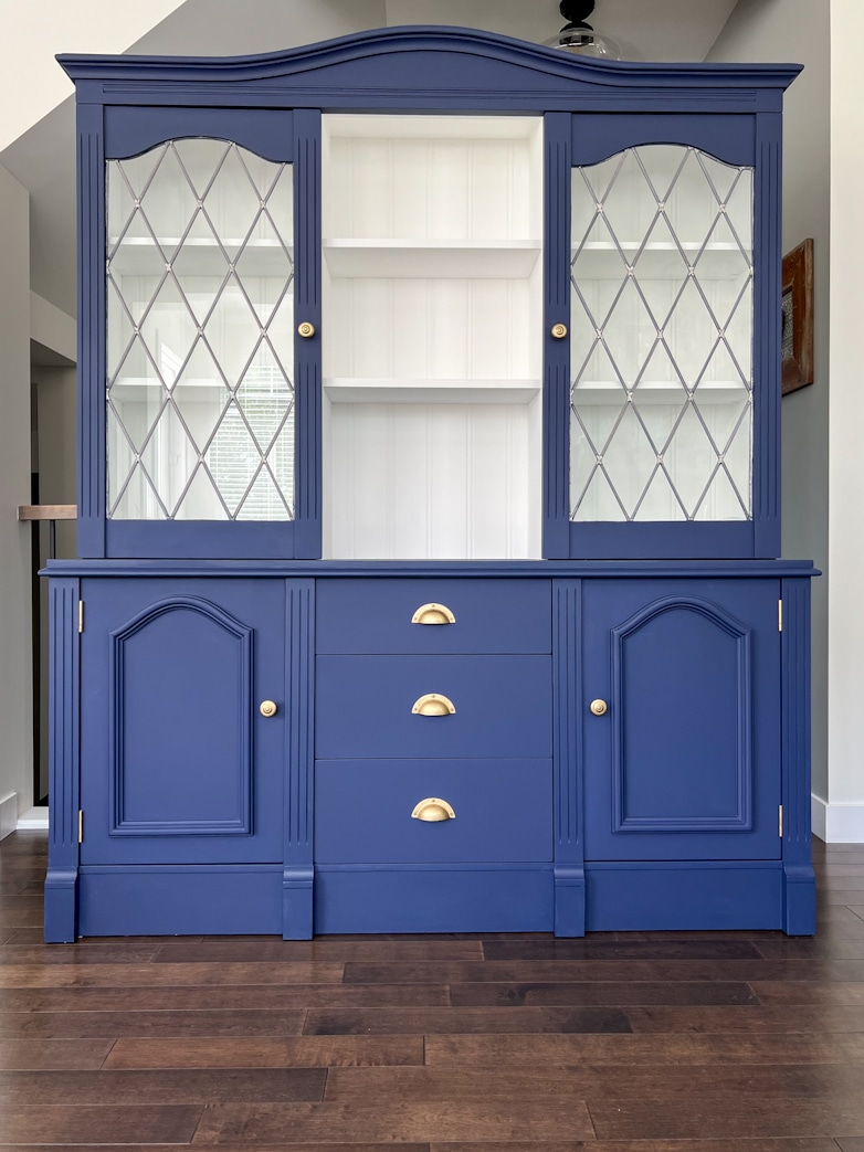 After painting the china cabinet blue