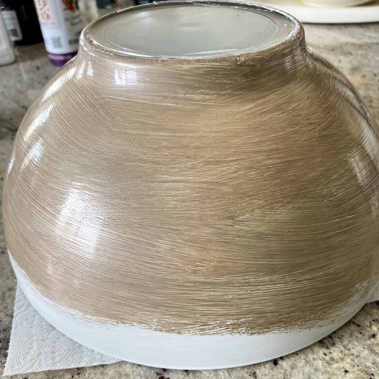 A big bowl painted with metallic paint