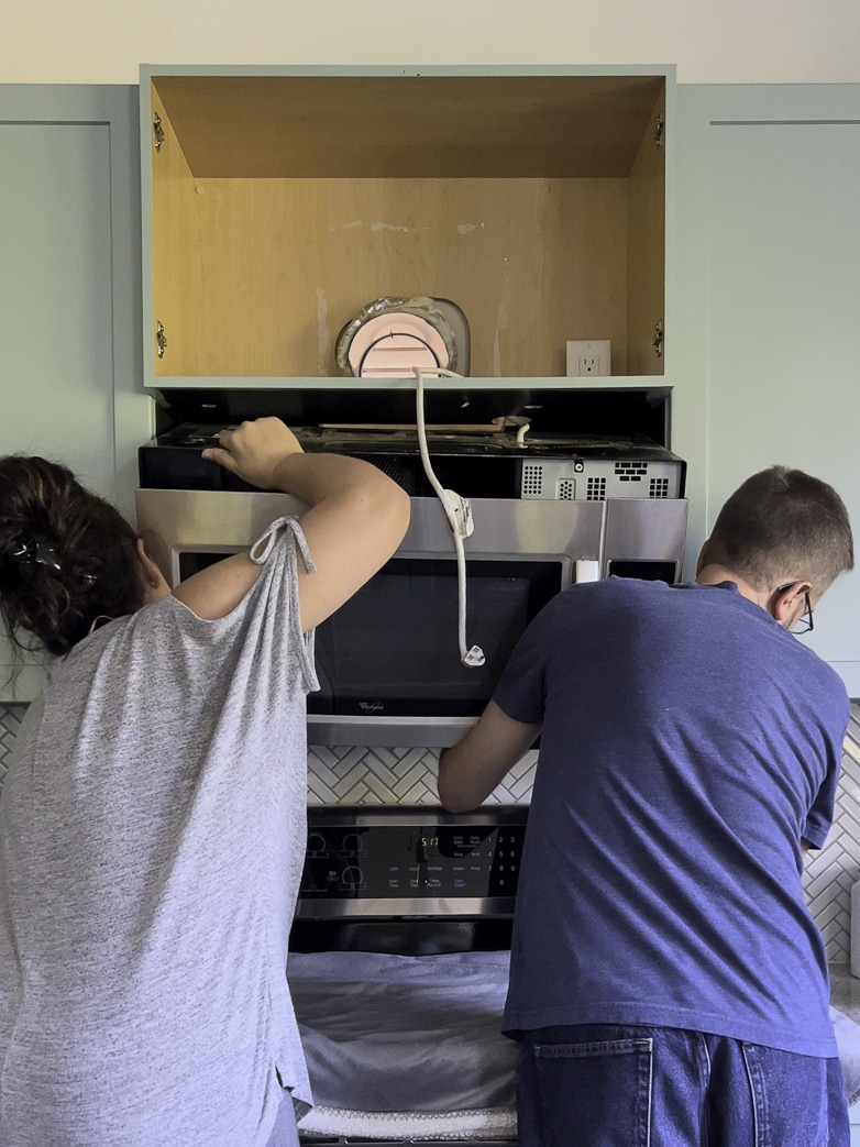 Taking down an over-the-range microwave