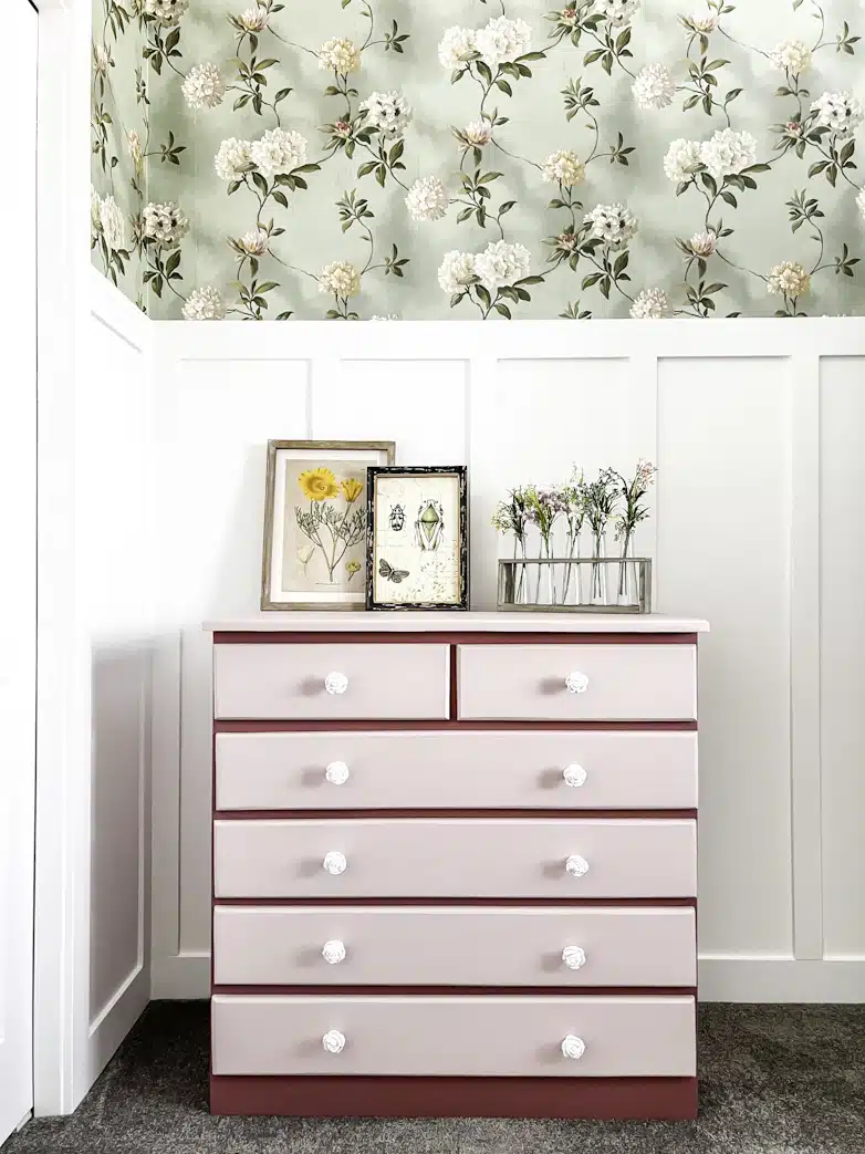 DIY Chest of drawers makeover, Painted two shades of pink