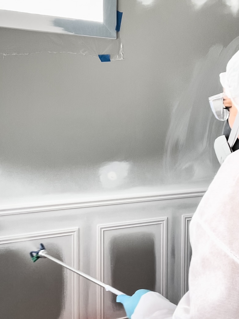 Priming walls with a paint sprayer