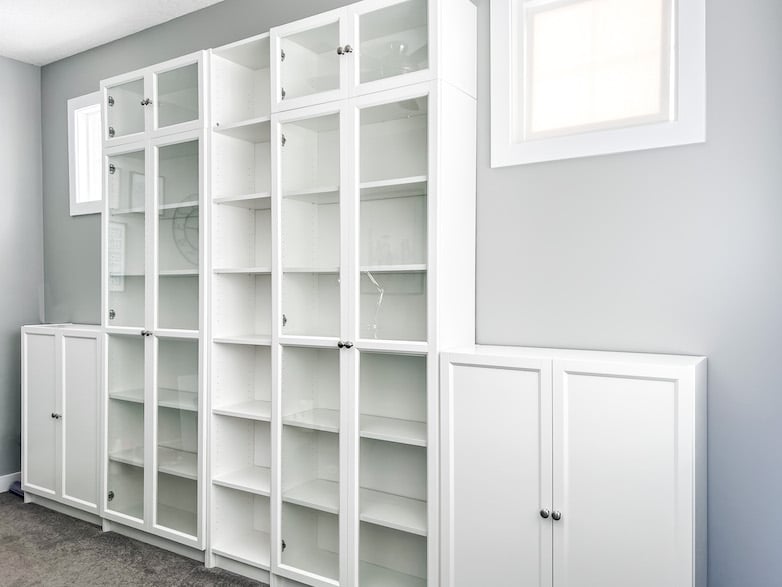 Empty Ikea bookcases in the home office