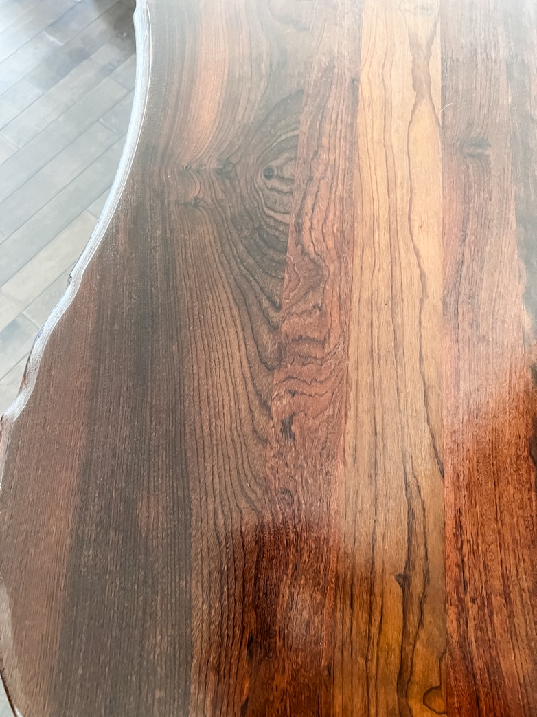 Gloss sealer on a solid wood writing desk