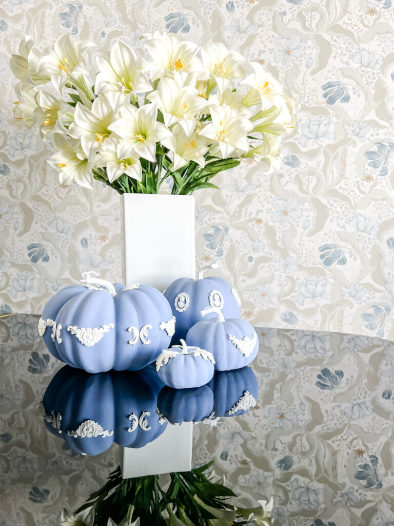 Blue and white pumpkins inspired by Wedgwood Jasperware