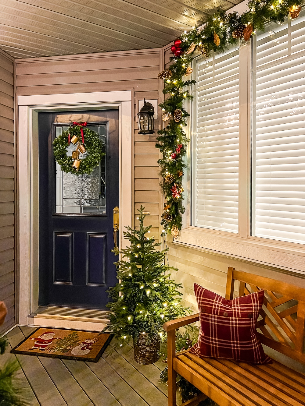 Our Festive Front Porch Decorated for Christmas Home with Marieza