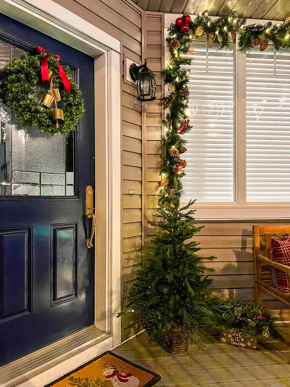 The festive porch decorate for Christmas